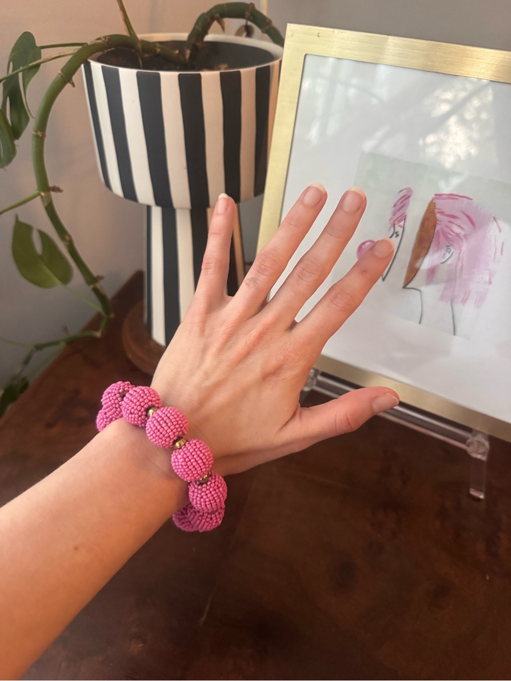 Pink beaded bracelet
